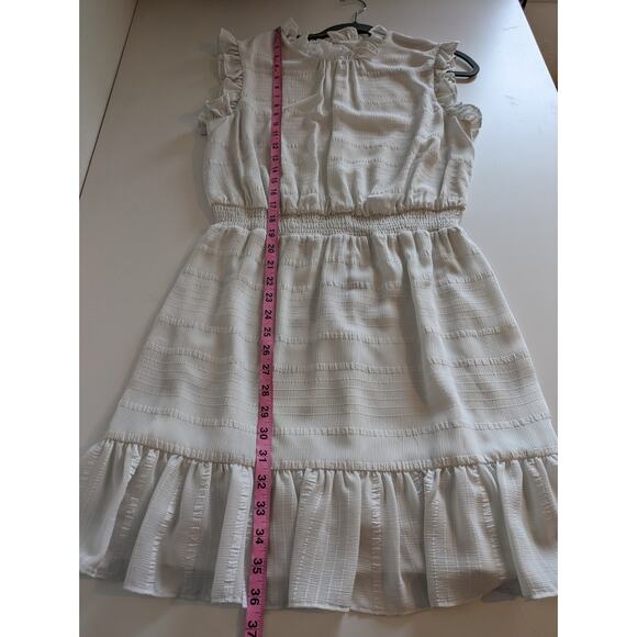 Avec Les Filles Dress Tonal Stripes Ruffles Spring Summer Romantic White Size 10 - Picture 13 of 13